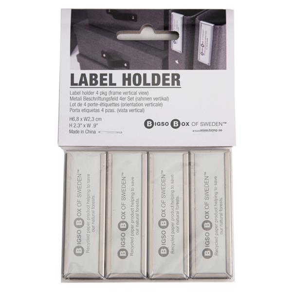 Bigso Box Labelholder, vertikal - Pakke m. 4 stk.