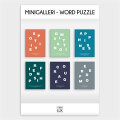 Mini galleri postkort sæt m. 6  kort - Word puzzle