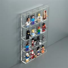Akryl displaykasse til udstilling af legofigurer