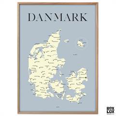Plakat - Danmarkskort - Gul
