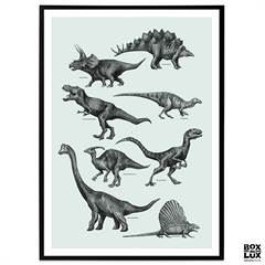 Plakat - Dinosaurer, Grøn. Vælg str. 