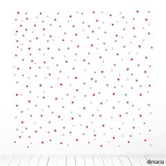 Små wallstickers til børneværelset i pink farver - prikker