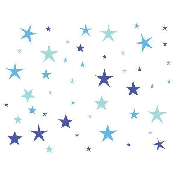 Små wallstickers til drengeværelset i blå farver - stjerner