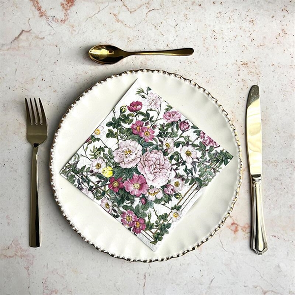 Servietter af FSC papir. Pakke m. 20 stk - Rose Flower Garden