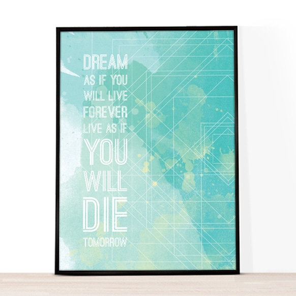A4 kunsttryk til hjemmet, plakat, citat i turkis