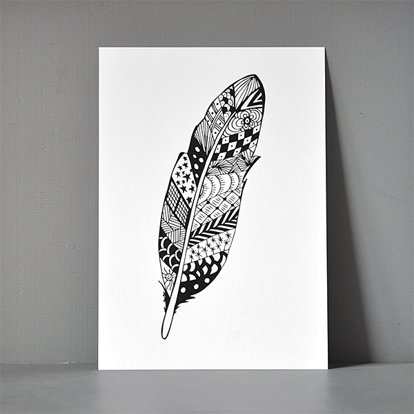 Postkort XL - Zendoodle Feather