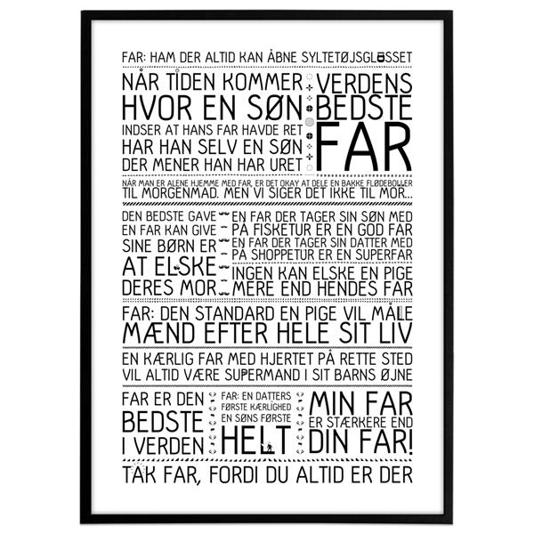 Plakat - Far er den bedste i verden - Sort/hvid