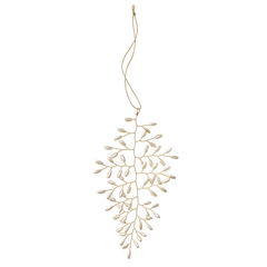 Bungalow Perlepynt - Gia 14 cm - Guld/Hvid