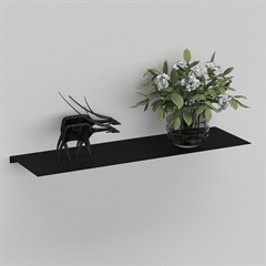 50 x 15 cm. sort metal hylde fra vores metalserie Como.