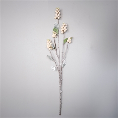 Kunstig blomst - Bærkvist med hvide bær og sne