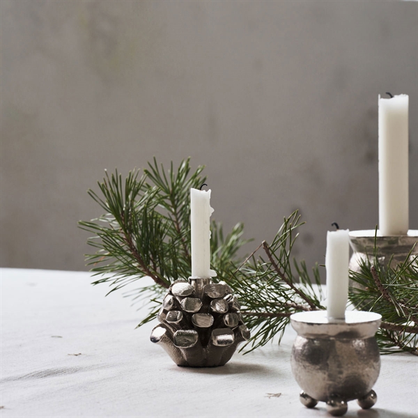 House Doctor lysestage til juletræslys - Pine Cone - Antik, sølv