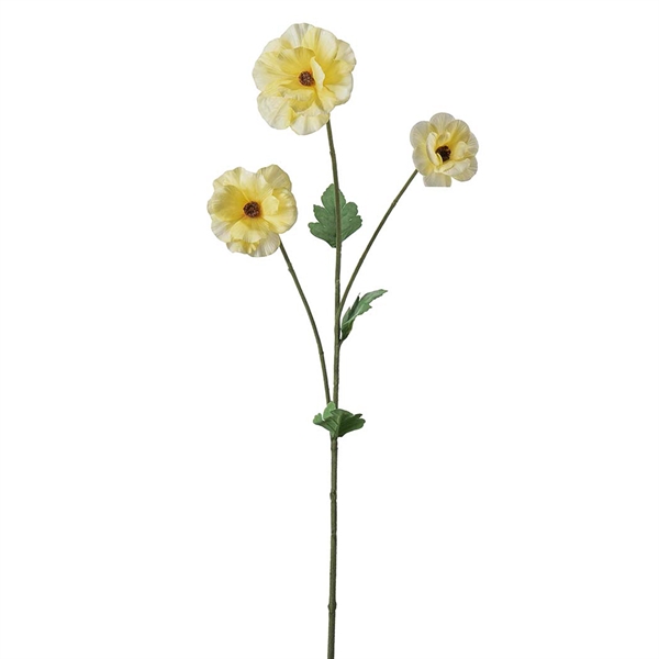 Kunstig Blomst - Japansk Ranunkel, 62 cm. GUL