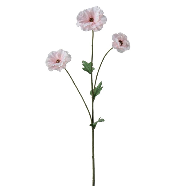 Kunstig Blomst - Japansk Ranunkel, 62 cm. LYSERØD