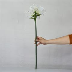 Kunstig blomst på stilk - Amaryllis 65 cm. - Hvid