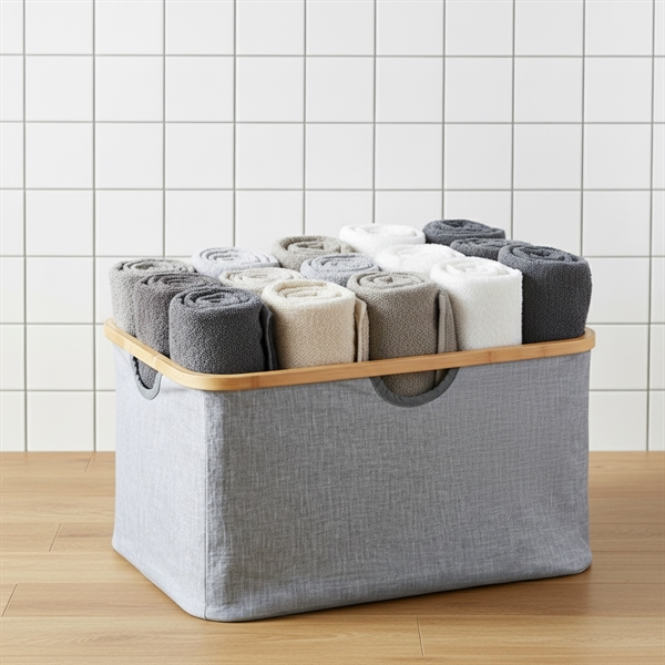 Opbevaringskurv i bambus og stof - Bahari - børneværelse