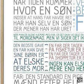 Plakat til far, farsdagsgave i flotte farver