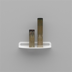 20 cm. hylde i hvid metal, hemi halvcirkel