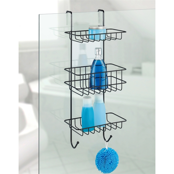 Shower caddy med 3 hylder til bruserdør - REVIGO, sort