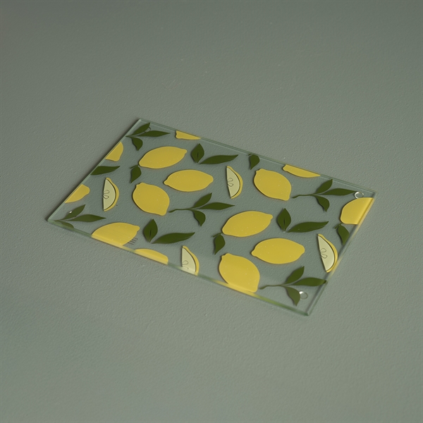 Skærebræt i hærdet glas - "Lemons" 30x20cm, lille