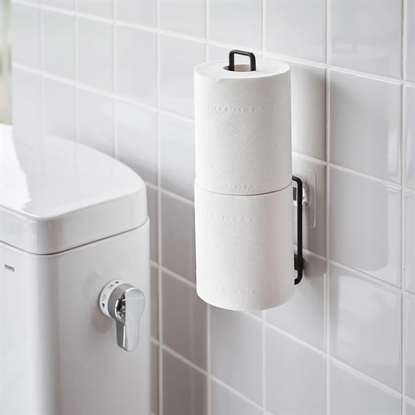 Yamazaki Selvklæbende toiletrulleholder til væggen - FILM, Sort