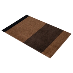 Tica Smudsmåtte - 60x90 cm. Stripes - Cognac/Mørkebrun/Sort