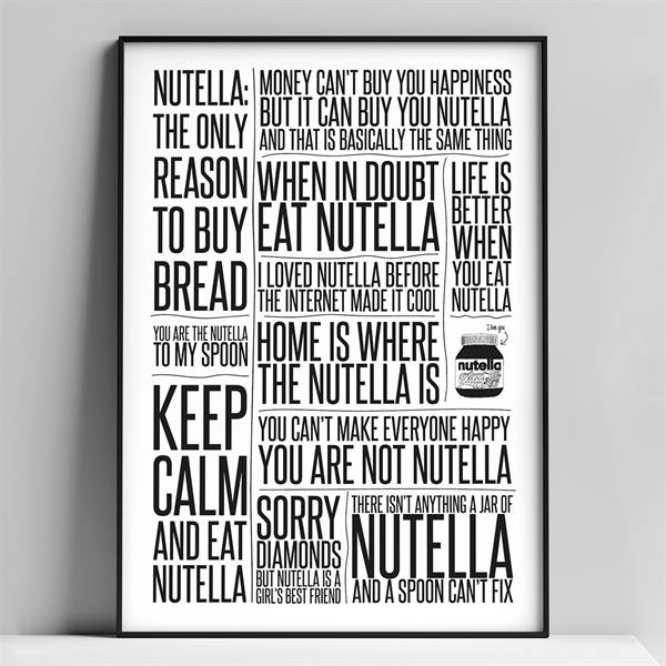 A4 tryk med Nutella citater