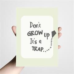 Postkort XL - Don't grow up, støvet gul