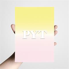 Postkort XL - PYT, lyserød/gul