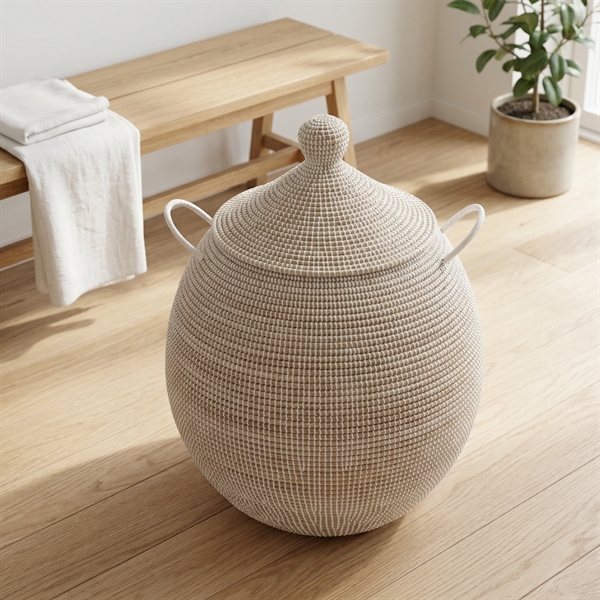 Alibaba vasketøjskurv - Megastor, HVID