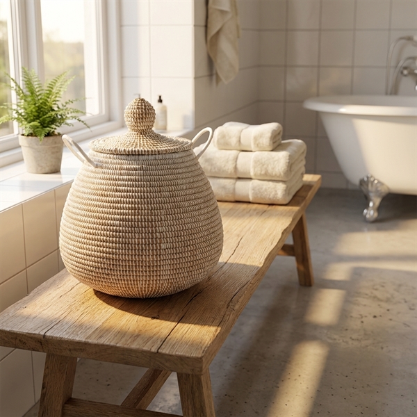 Lille hvid Alibaba-kurv