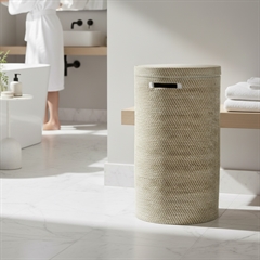 Stor balikurv i bambus med hvid