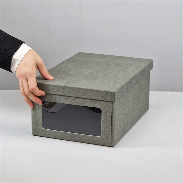 Bigso Box of Sweden - Bertil Skoæske med vindue - GRÅ