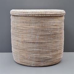 Store naturkurve med låg til opbevaring, hvid/natur