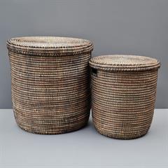 Store naturkurve med låg, sort/natur