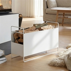 Brændekurv i metal - hvid