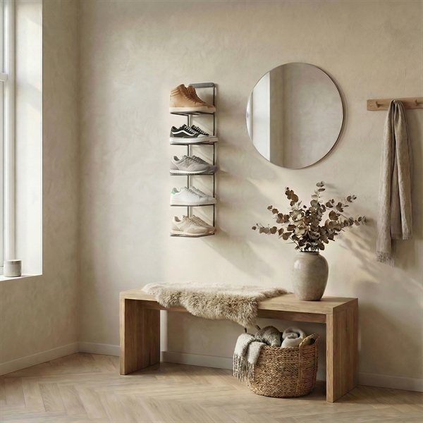 Stor skoreol til væggen - til 5 par sko - Dansk design