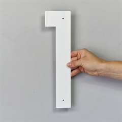 Husnummer i metal - Hvid 30 cm. - Nummer 1