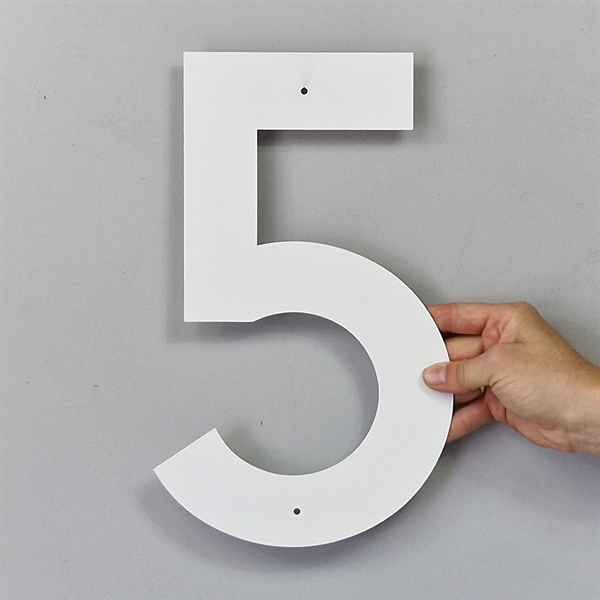 Husnummer i metal - Hvid 30 cm. - Nummer 5