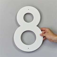 Husnummer i metal - Hvid 30 cm. - Nummer 8