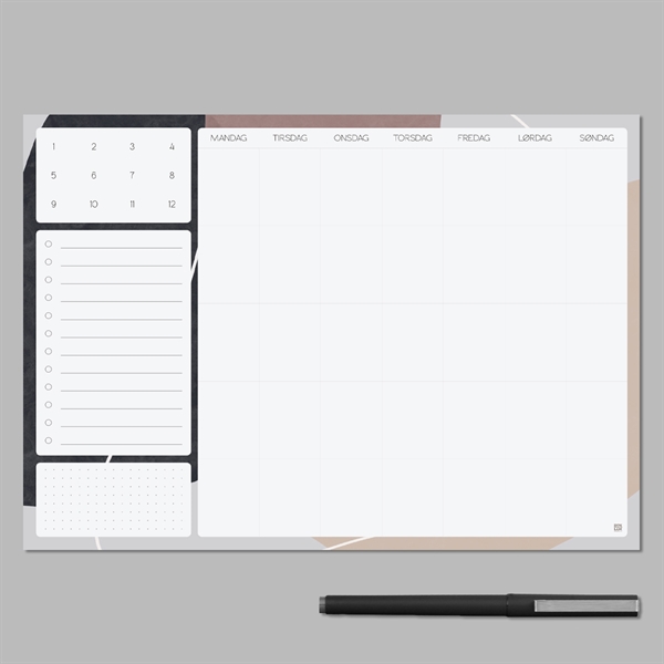 Flot skriveblok med månedsplan