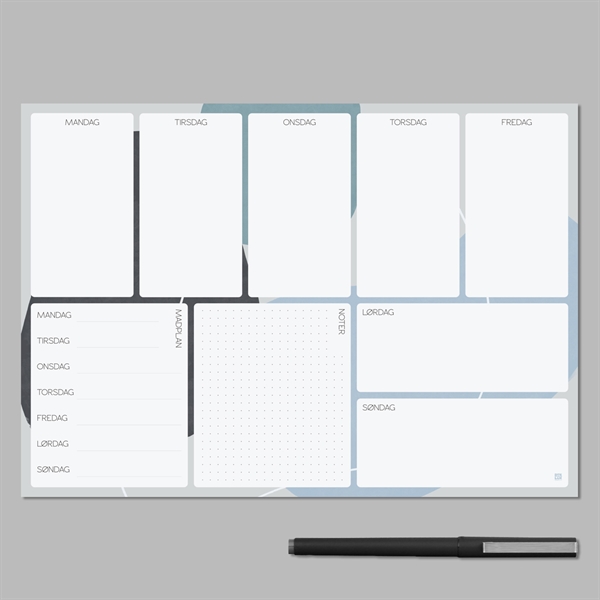 Notesblok - Ugeplan i blåt design