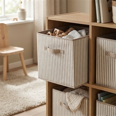 Zeller Rumdelerkurv i stof - "Alberte" BEIGE Stripes