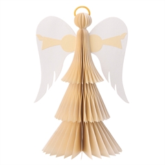 Bungalow honeycomb julepynt - Angel, 25 cm, cream
