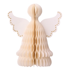 Bungalow honeycomb julepynt - Angel, 20 cm, cream
