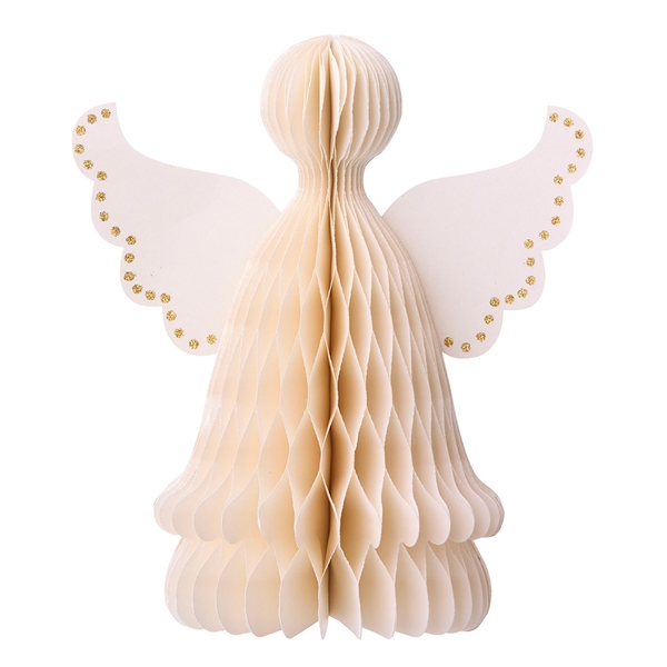 Bungalow honeycomb julepynt - Angel, 20 cm, cream