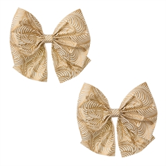 Bungalow Sløjfe i papir - Mara, Cream/Gold, 12 cm. Pakke med 2 stk