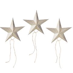 Bungalow stjerner i papir - Hvid med prikker - 3 stk.