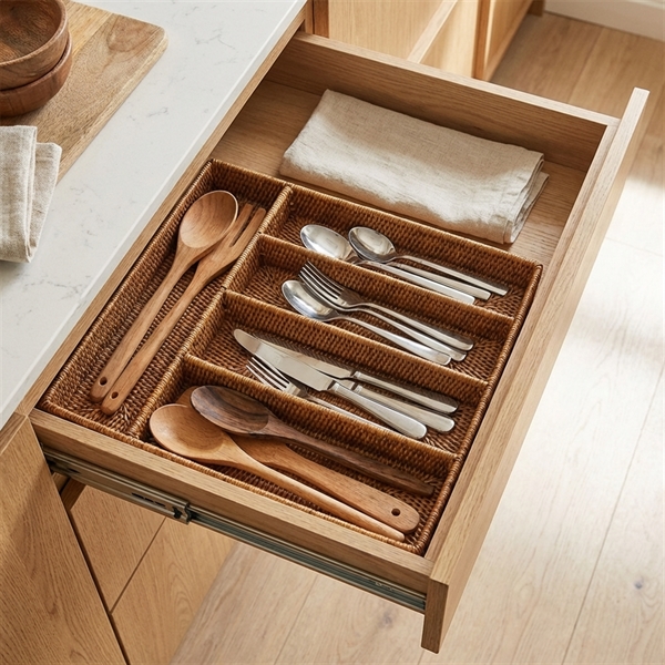 Charmille Bestikbakke i Rattan. Honey