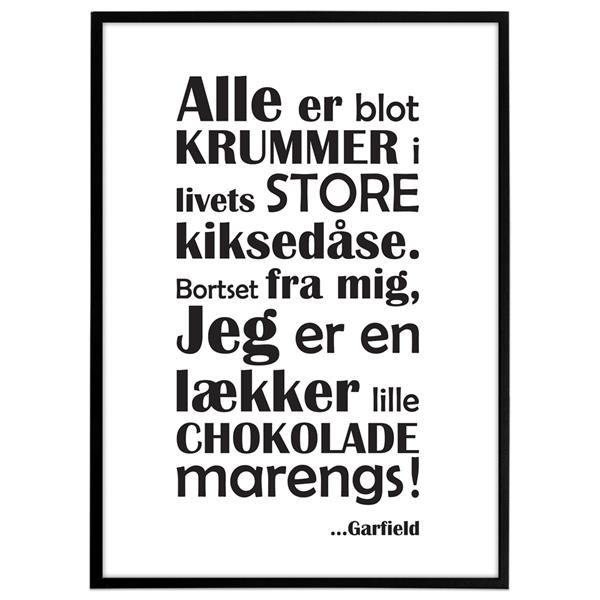 Plakat "Chokolademarengs". Sort/Hvid. Vælg Str. 