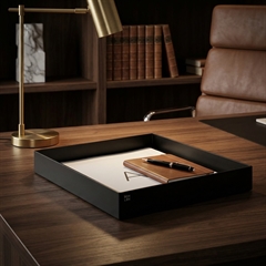 A4 bakke i sort pulverlakeret metal